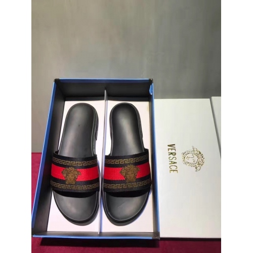 Replica Versace Slippers For Men #296683 $42.10 USD for Wholesale