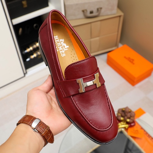 Replica Hermes Leather Shoes For Men #1204876 $92.00 USD for Wholesale