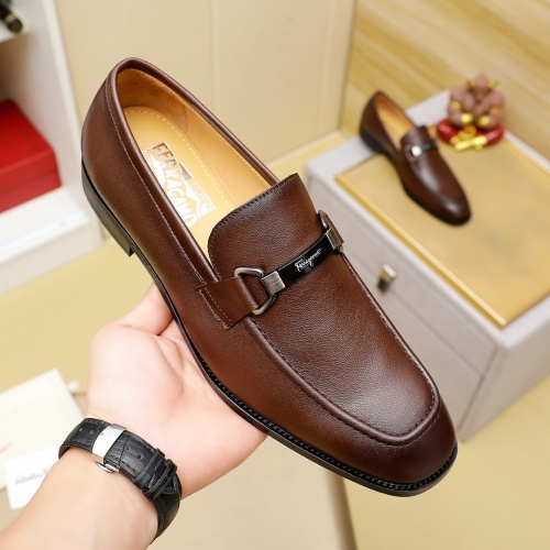 Replica Salvatore Ferragamo Leather Shoes For Men #1230742 $85.00 USD for Wholesale