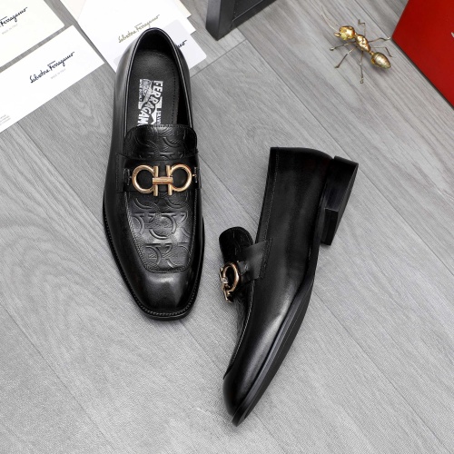 Replica Salvatore Ferragamo Leather Shoes For Men #1230851 $82.00 USD for Wholesale