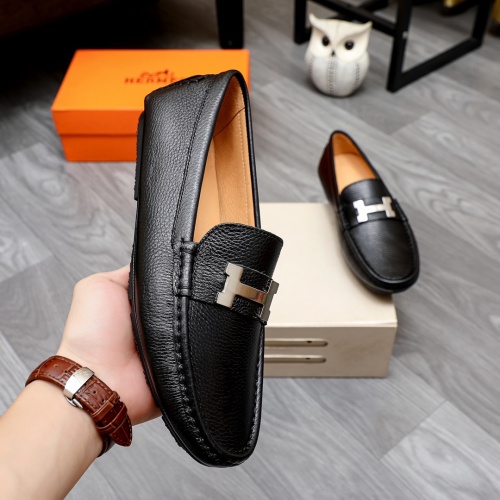 Replica Hermes Leather Shoes For Men #1231665 $68.00 USD for Wholesale