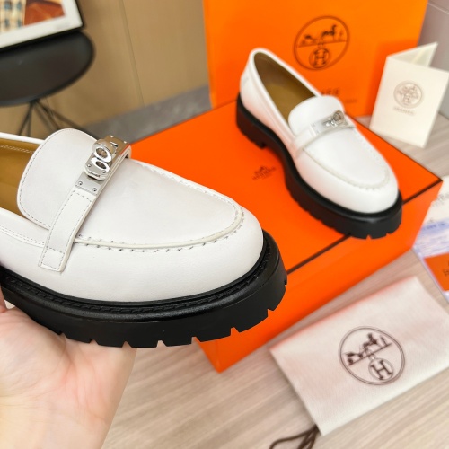 Replica Hermes Leather Shoes For Women #1236600 $102.00 USD for Wholesale