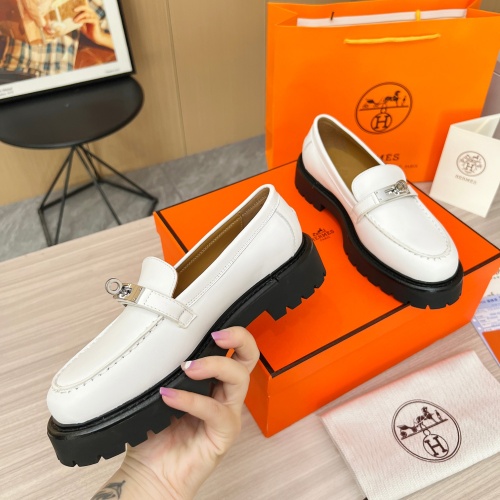 Replica Hermes Leather Shoes For Women #1236600 $102.00 USD for Wholesale