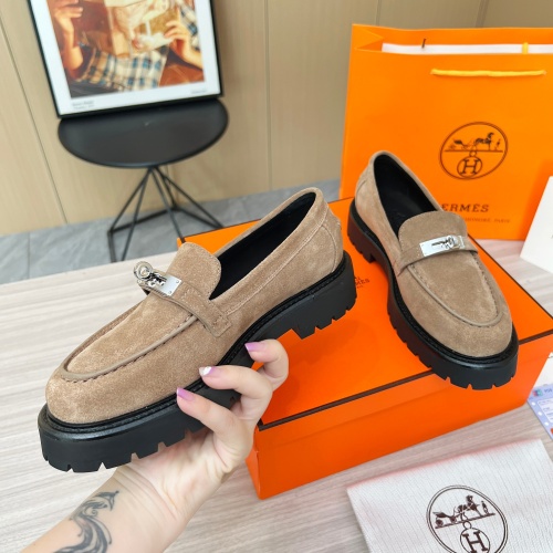 Replica Hermes Leather Shoes For Women #1236604 $102.00 USD for Wholesale