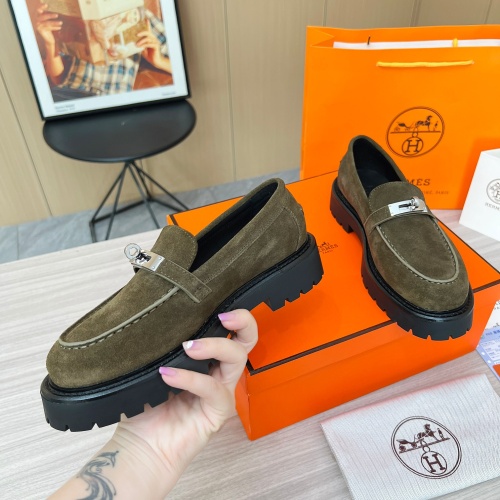 Replica Hermes Leather Shoes For Women #1236668 $102.00 USD for Wholesale