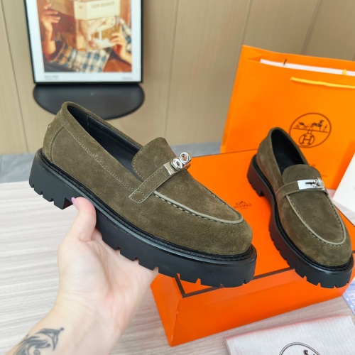 Replica Hermes Leather Shoes For Women #1236668 $102.00 USD for Wholesale