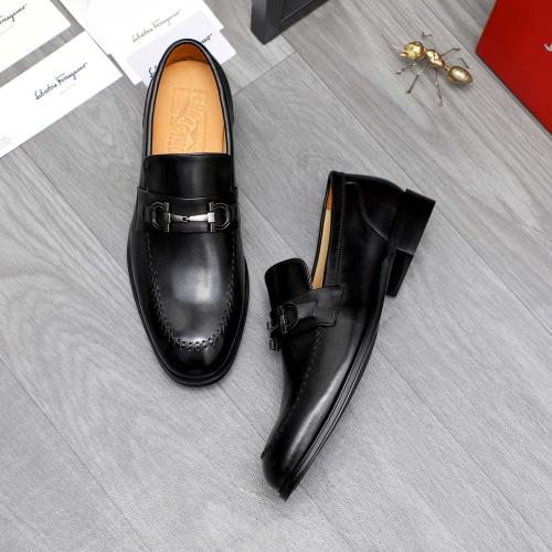 Replica Salvatore Ferragamo Leather Shoes For Men #1243984 $82.00 USD for Wholesale