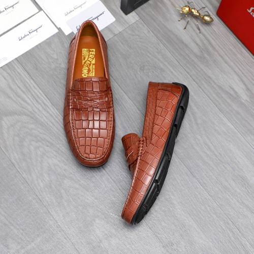 Replica Salvatore Ferragamo Leather Shoes For Men #1243991 $68.00 USD for Wholesale