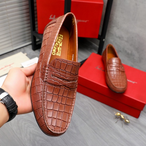 Replica Salvatore Ferragamo Leather Shoes For Men #1243991 $68.00 USD for Wholesale