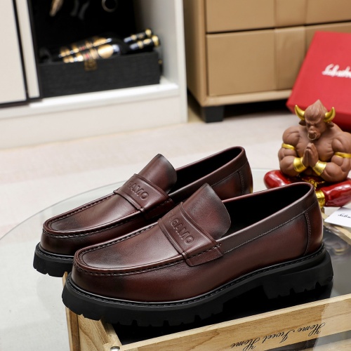 Replica Salvatore Ferragamo Leather Shoes For Men #1243993 $85.00 USD for Wholesale