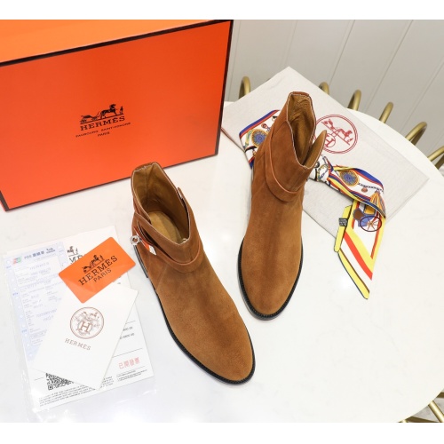 Replica Hermes Boots For Women #1244834 $98.00 USD for Wholesale