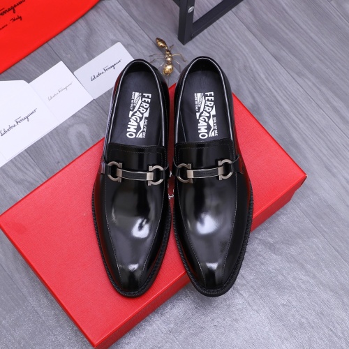 Replica Salvatore Ferragamo Leather Shoes For Men #1257026 $82.00 USD for Wholesale