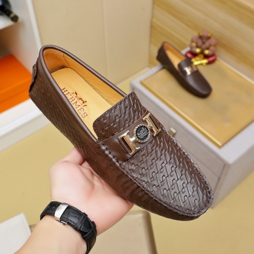 Replica Hermes Leather Shoes For Men #1257190 $68.00 USD for Wholesale