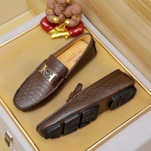 Replica Hermes Leather Shoes For Men #1257190 $68.00 USD for Wholesale