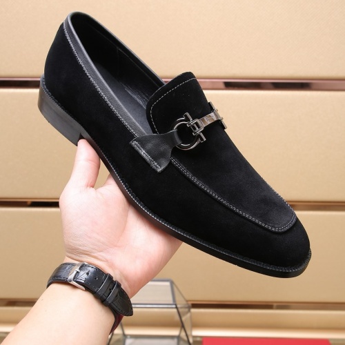 Replica Salvatore Ferragamo Leather Shoes For Men #1257532 $92.00 USD for Wholesale