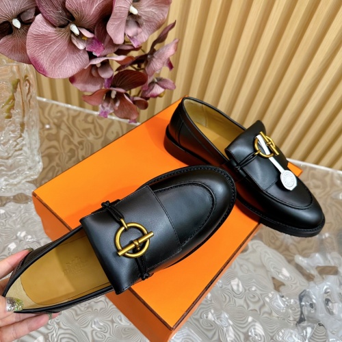 Replica Hermes Leather Shoes For Women #1258679 $125.00 USD for Wholesale