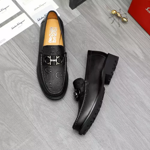 Replica Salvatore Ferragamo Leather Shoes For Men #1284768 $88.00 USD for Wholesale