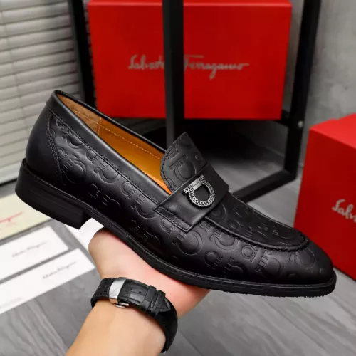 Replica Salvatore Ferragamo Leather Shoes For Men #1288850 $92.00 USD for Wholesale