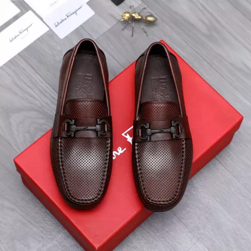 Replica Salvatore Ferragamo Leather Shoes For Men #1291941 $88.00 USD for Wholesale