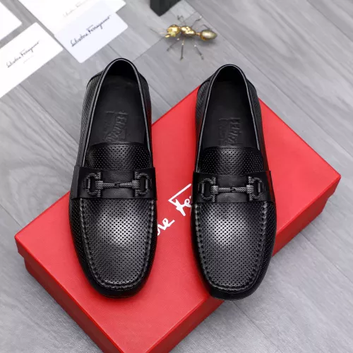 Replica Salvatore Ferragamo Leather Shoes For Men #1291942 $88.00 USD for Wholesale