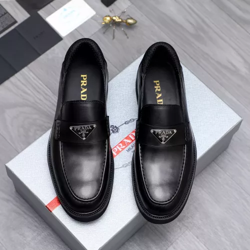 Replica Prada Leather Shoes For Men #1291985 $96.00 USD for Wholesale