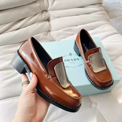 Replica Prada Leather Shoes For Women #1292481 $102.00 USD for Wholesale