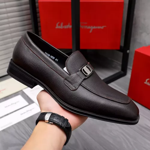 Replica Salvatore Ferragamo Leather Shoes For Men #1293094 $85.00 USD for Wholesale