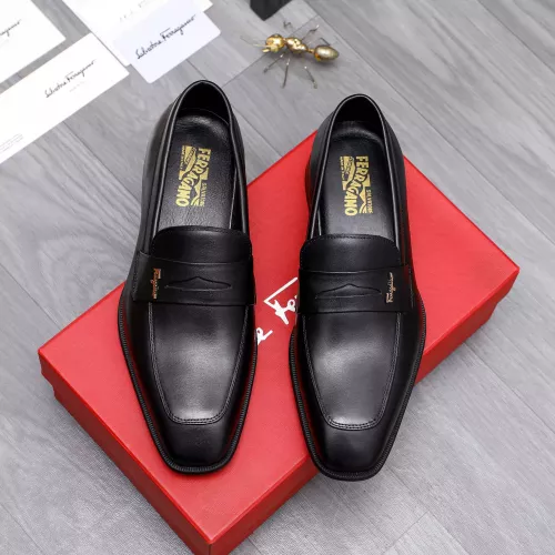 Replica Salvatore Ferragamo Leather Shoes For Men #1293112 $85.00 USD for Wholesale