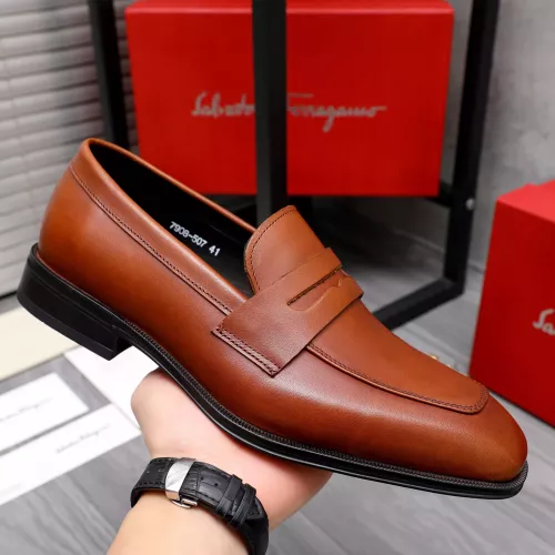 Replica Salvatore Ferragamo Leather Shoes For Men #1293114 $85.00 USD for Wholesale