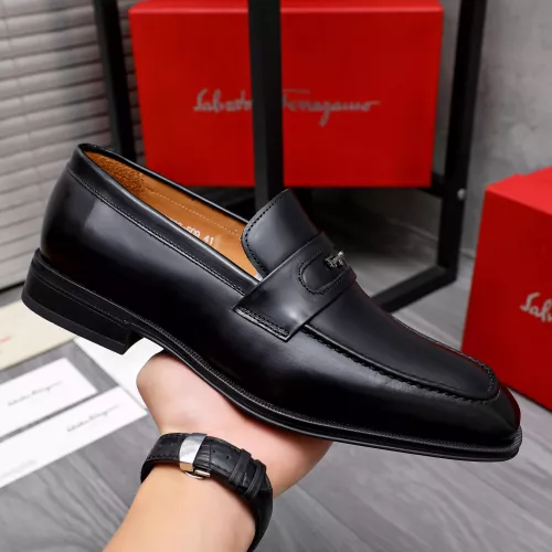 Replica Salvatore Ferragamo Leather Shoes For Men #1293121 $85.00 USD for Wholesale