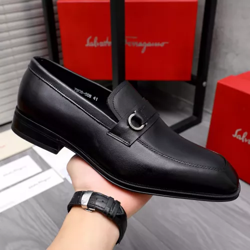 Replica Salvatore Ferragamo Leather Shoes For Men #1293126 $85.00 USD for Wholesale