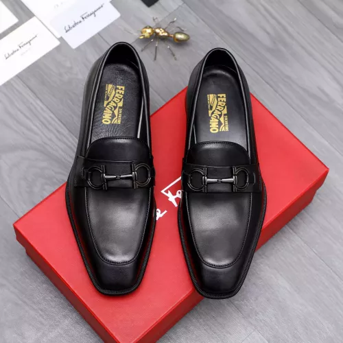 Replica Salvatore Ferragamo Leather Shoes For Men #1293135 $85.00 USD for Wholesale