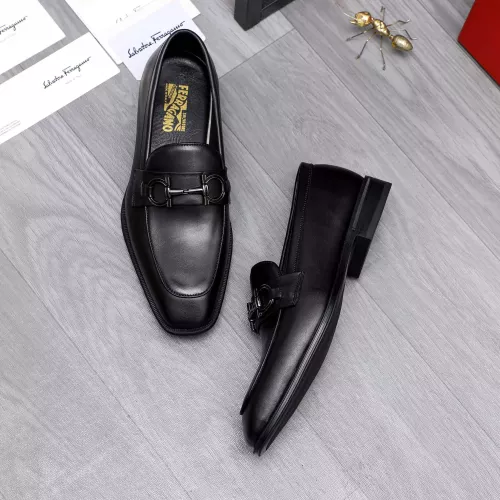 Replica Salvatore Ferragamo Leather Shoes For Men #1293135 $85.00 USD for Wholesale