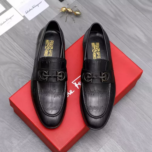 Replica Salvatore Ferragamo Leather Shoes For Men #1293146 $85.00 USD for Wholesale