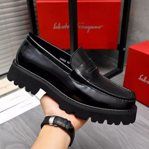 Replica Salvatore Ferragamo Leather Shoes For Men #1318450 $88.00 USD for Wholesale