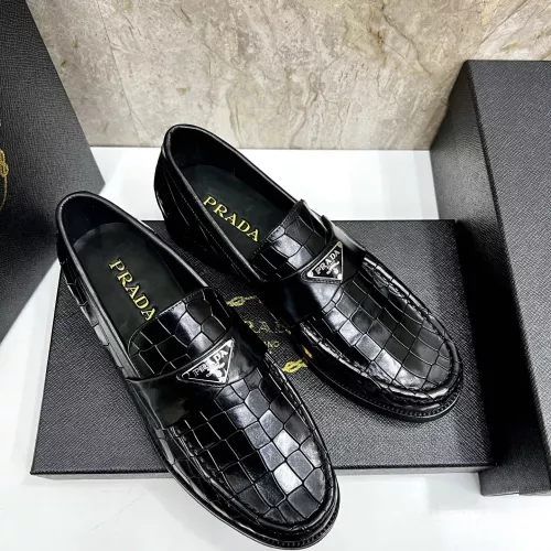 Replica Prada Leather Shoes For Men #1319330 $155.00 USD for Wholesale