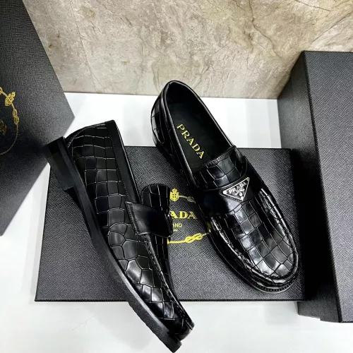 Replica Prada Leather Shoes For Men #1319330 $155.00 USD for Wholesale
