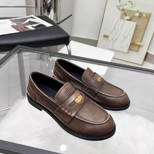 Replica MIU MIU Leather Shoes For Women #1320185 $102.00 USD for Wholesale