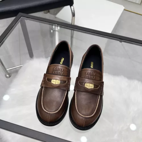 Replica MIU MIU Leather Shoes For Women #1320185 $102.00 USD for Wholesale