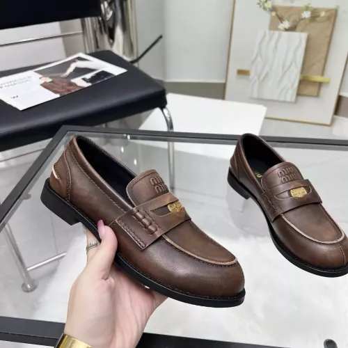 Replica MIU MIU Leather Shoes For Women #1320185 $102.00 USD for Wholesale