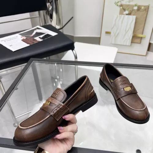 Replica MIU MIU Leather Shoes For Women #1320185 $102.00 USD for Wholesale