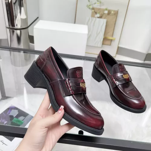 Replica MIU MIU Leather Shoes For Women #1320189 $102.00 USD for Wholesale