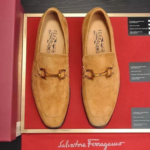 Replica Salvatore Ferragamo Leather Shoes For Men #1329543 $98.00 USD for Wholesale
