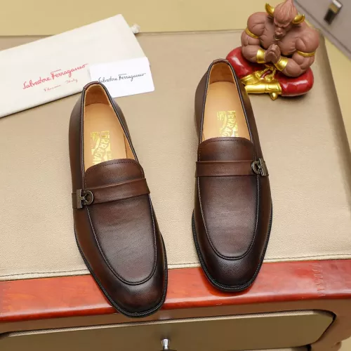 Replica Salvatore Ferragamo Leather Shoes For Men #1330774 $85.00 USD for Wholesale