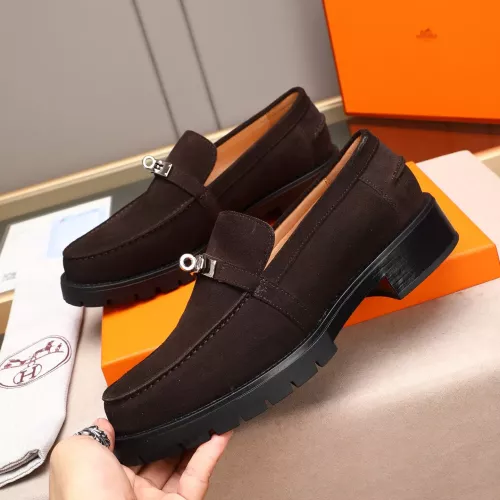 Replica Hermes Leather Shoes For Men #1348371 $85.00 USD for Wholesale