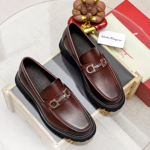 Replica Salvatore Ferragamo Leather Shoes For Men #1356313 $88.00 USD for Wholesale