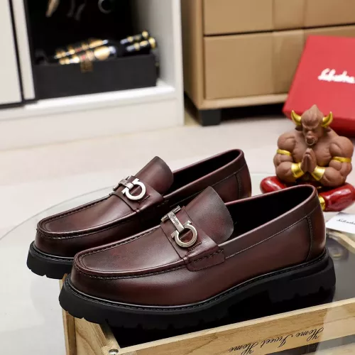 Replica Salvatore Ferragamo Leather Shoes For Men #1356313 $88.00 USD for Wholesale