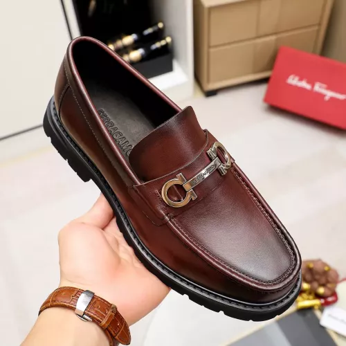 Replica Salvatore Ferragamo Leather Shoes For Men #1356313 $88.00 USD for Wholesale