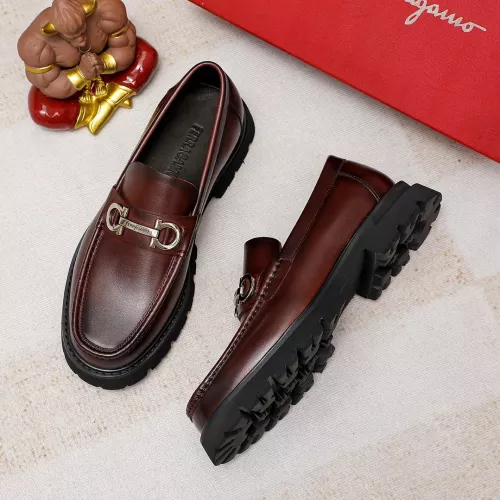 Replica Salvatore Ferragamo Leather Shoes For Men #1356313 $88.00 USD for Wholesale