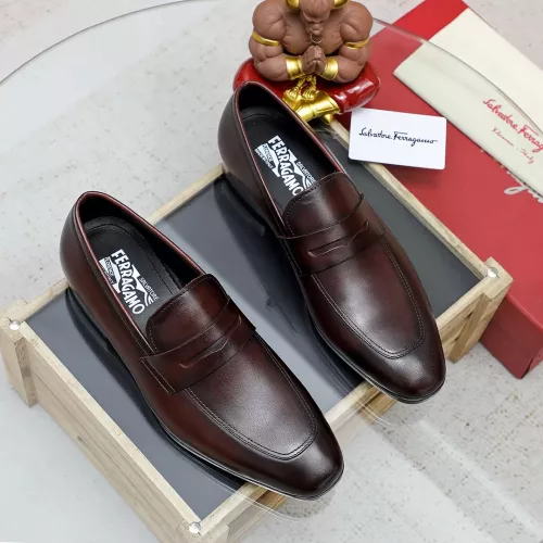 Replica Salvatore Ferragamo Leather Shoes For Men #1356317 $88.00 USD for Wholesale